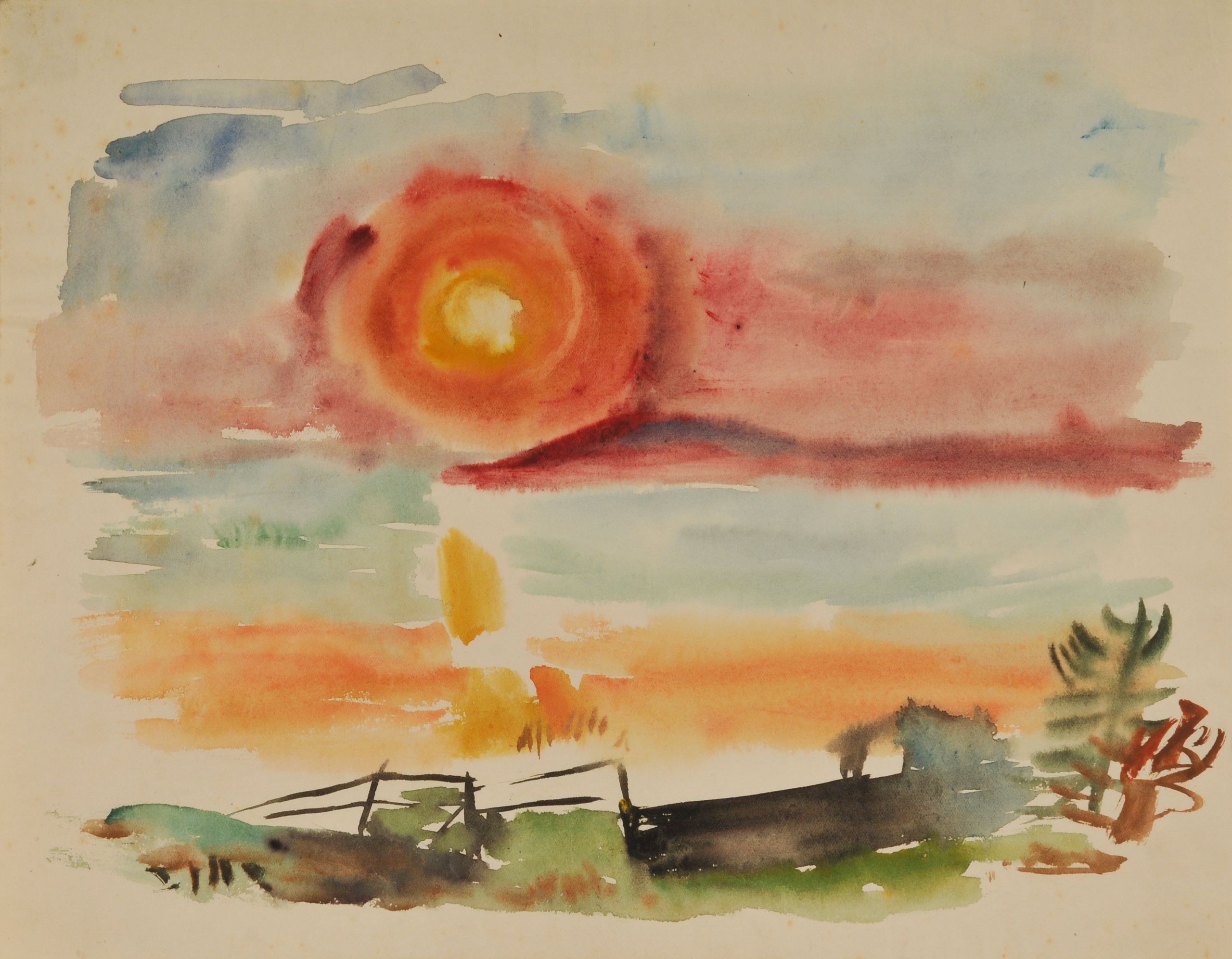 Ámos Imre: Naplemente, 1940. papír, akvarell